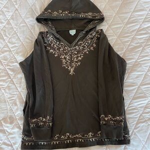 Blue Sky | Brown Embroidered Hoodie